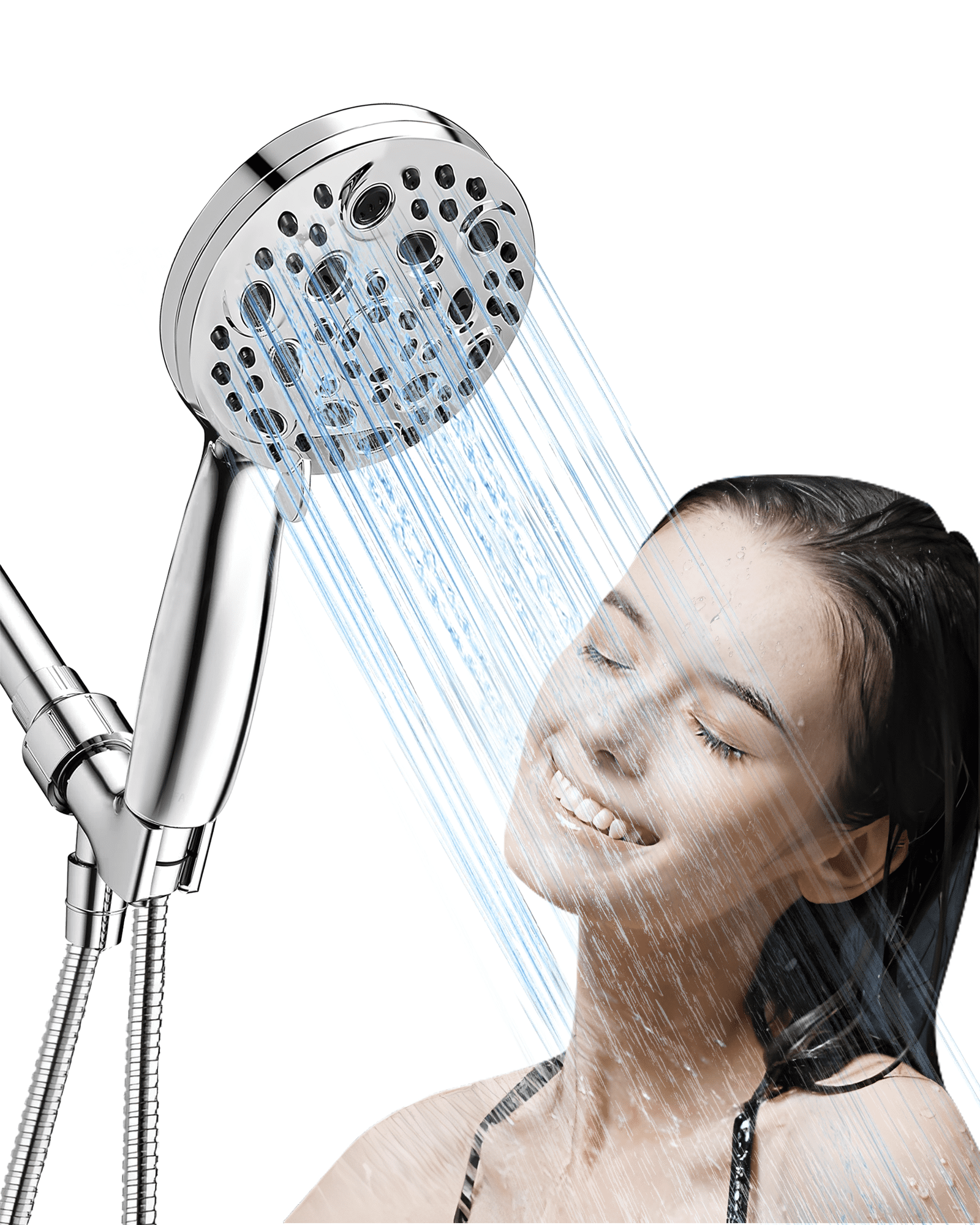 NFTIGB High Pressure 10 Mode Handheld Shower Head with 5 ft Stainless Steel Hose, Showerhead for Bathroom