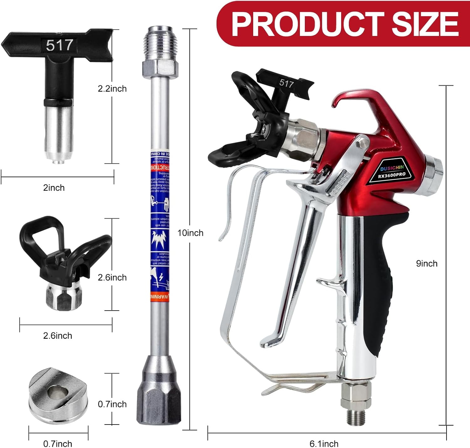 Silver Plus Airless Spray Gun, RAC 5 517 Tip