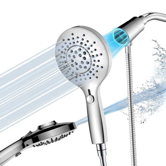 High Pressure 4-Mode Handheld Shower Head - Anti-clog Nozzles, Built-in Power Wash to Clean Tub, Extra Long 59In. Stainless Steel Hose,Overhead Brackets