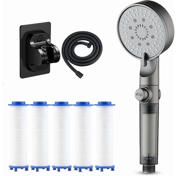 High-Pressure 5-Mode Filtered Shower Head, Built-in Power Wash Capacity Handheld Filtered Hard Water Shower Head