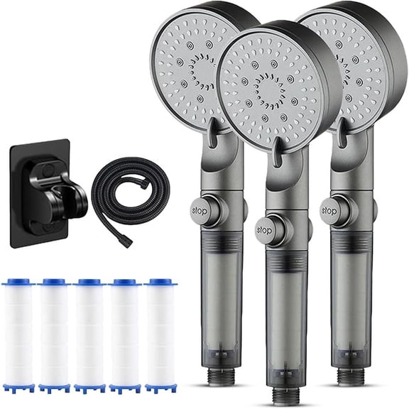 High Pressure 5 Mode Filtered Shower Head, Handheld Multi-Spray Water Filtration for Hard Water, Easy Installation Bathroom Upgrade for Spa-Like Shower Experience