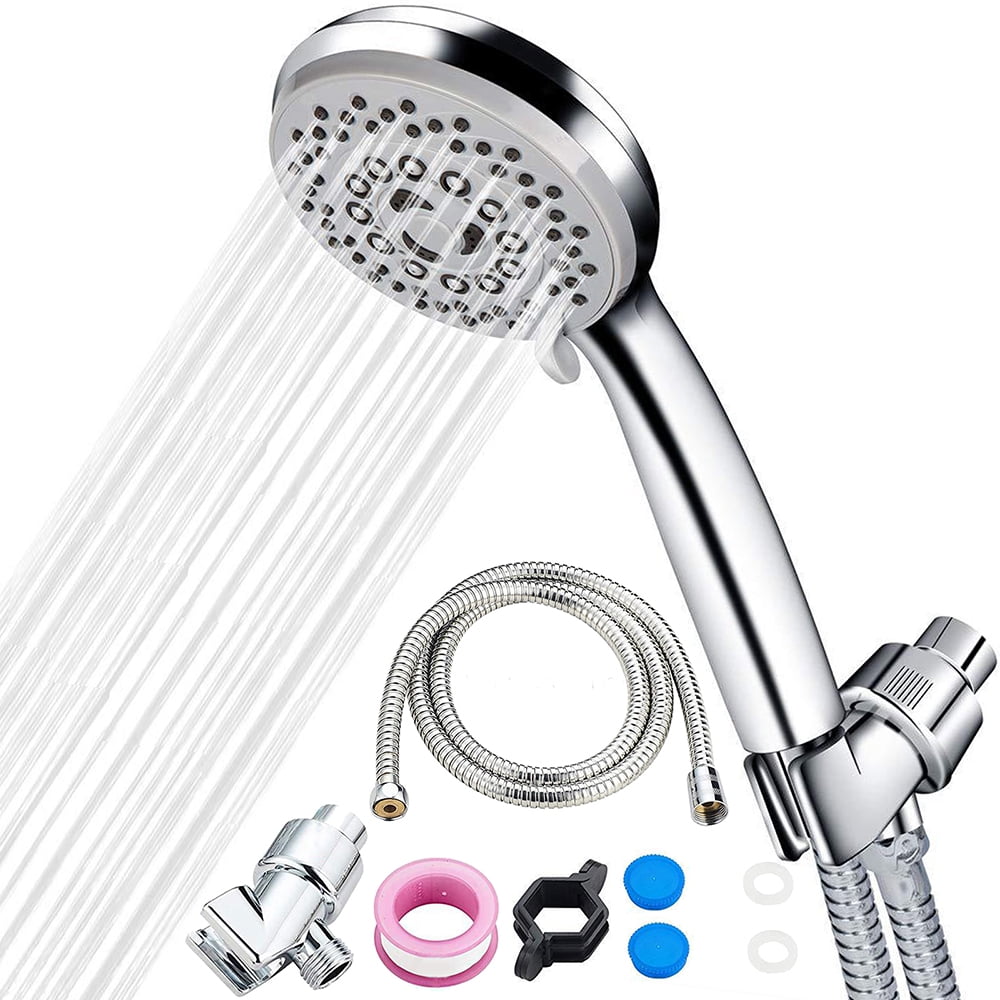High Pressure 5-Mode Handheld Shower Head with 5 ft Stainless Steel ...