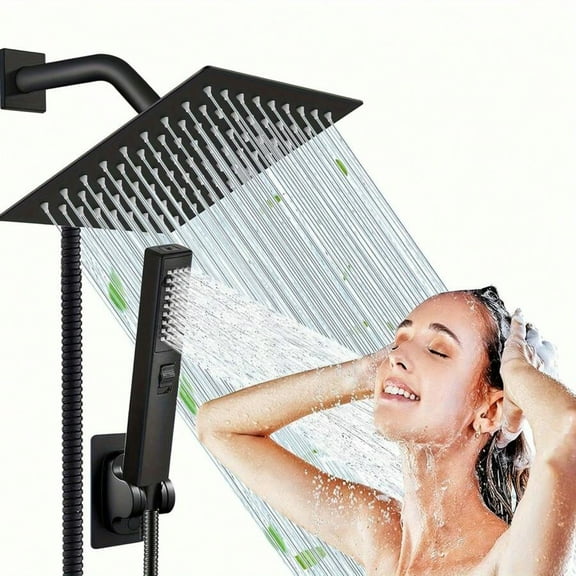 High Pressure 6/8" 2-in-1 Rain & Handheld Shower Head | 78" Extra Long Hose, 3-Way Diverter, Adhesive Holder | Home Bathroom Decor & Summer Accessories