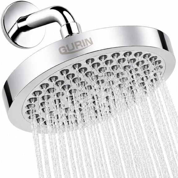 High-Pressure 6 Inch Rain Shower Head with Adjustable Angle, 90 Anti-Clogging Silicone Nozzles, Tool-Free Wall Mount, Smart Polished Chrome Finish, 2.5 GPM