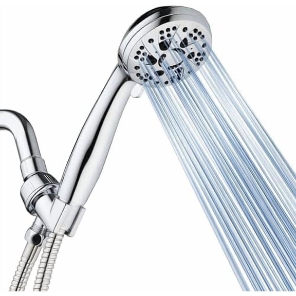 High Pressure 6-Setting 3.5" Chrome Face Handheld Shower with Hose for the Ultimate Shower Experience! Officially Independently Tested to Meet Strict US Quality & Performance Standards!