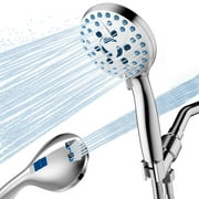 Cshidworld High Pressure 7 Functions Shower Head with Handheld, Built-in Power Wash for Tubs Tiles Pets Cleaning, High Pressure Handheld Shower Heads with 59" Stainless Steel Hose, Chrome