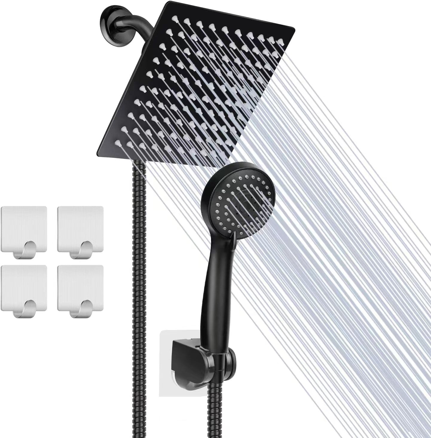 High Pressure 8'' Rainfall Stainless Steel, Shower Head with handheld