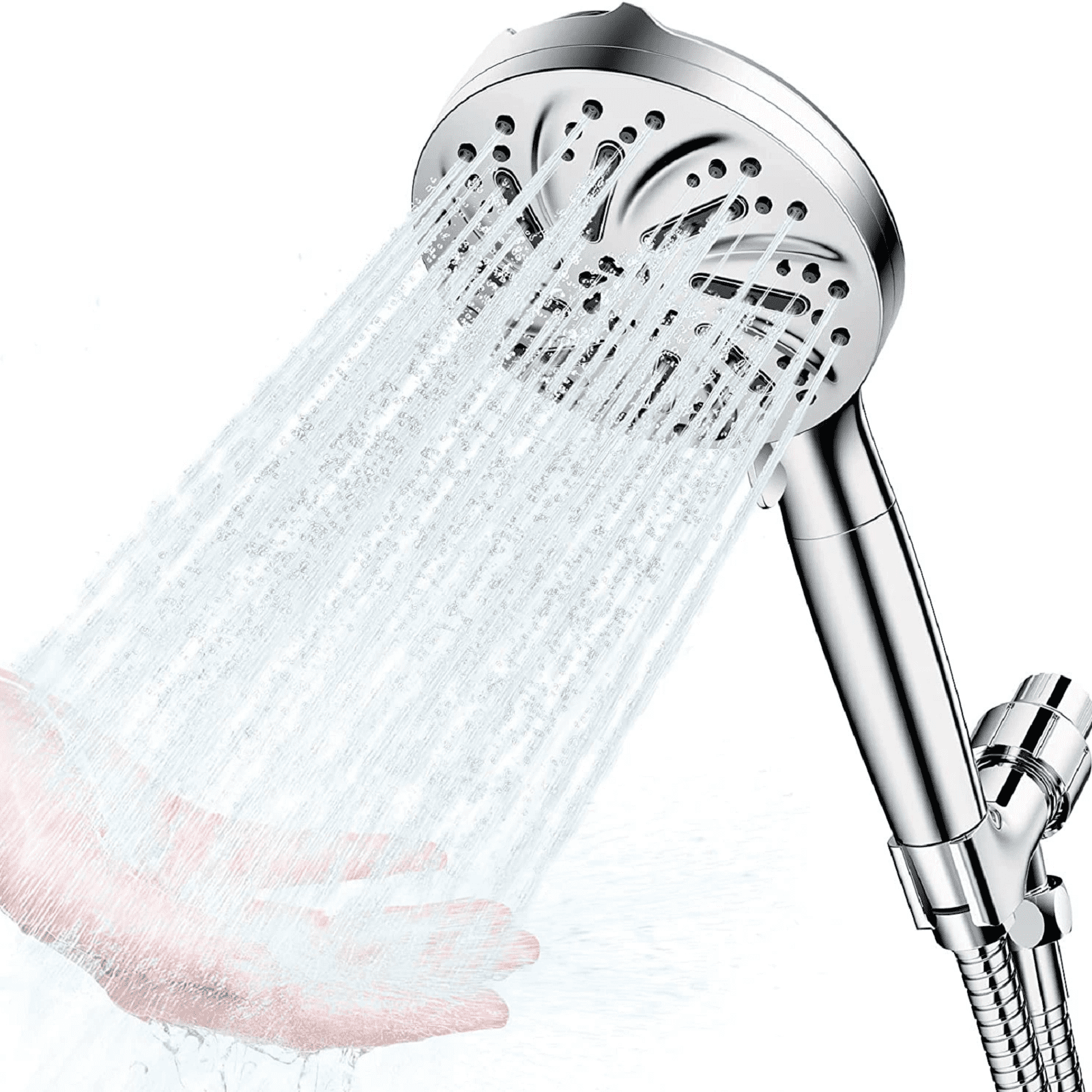 High Pressure 8-mode 5'' Handheld Shower Head with 5 ft Stainless Steel ...