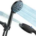 thumbnail image 1 of High Pressure 8-mode Handheld Shower Head - Anti-clog Nozzles, Built-in Power Wash to Clean Tub, Tile & Pets, Stainless Steel Hose, Wall & Overhead Brackets (Black), 1 of 8
