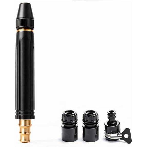 High Pressure Adjustable Garden Hose Nozzle Kit, Heavy Duty Spray Tip for Car Wash, Patio Cleaning, Outdoor Watering