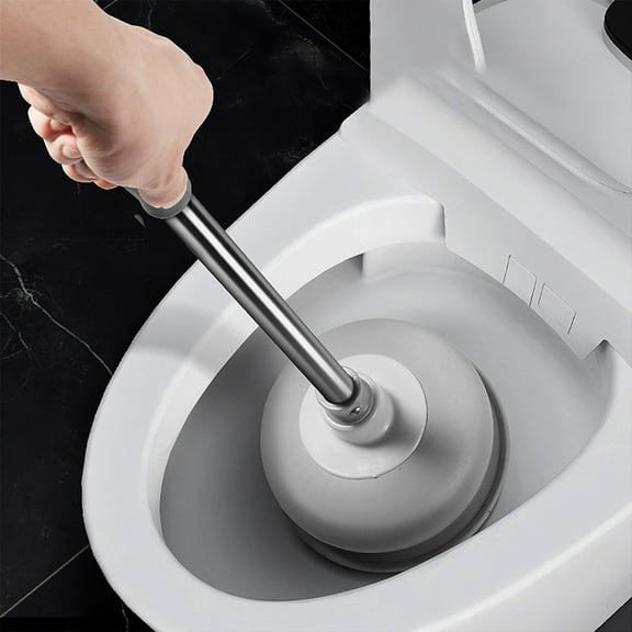 High-Pressure Bathroom Toilet Plunger with Enhanced Suction Cup for Quick Clog Removal and Efficient Drain Cleaning Splash-Free Design Gray