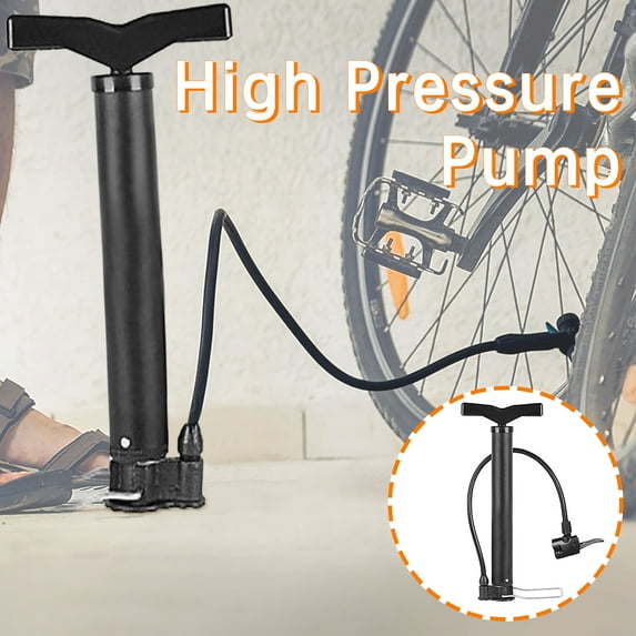 High Pressure Bike Pump with Non-Slip Pedals - Fast Inflation for Bicycle, Motorcycle, Car Tires - Portable Carbon Steel Air Pump for Sports & Travel