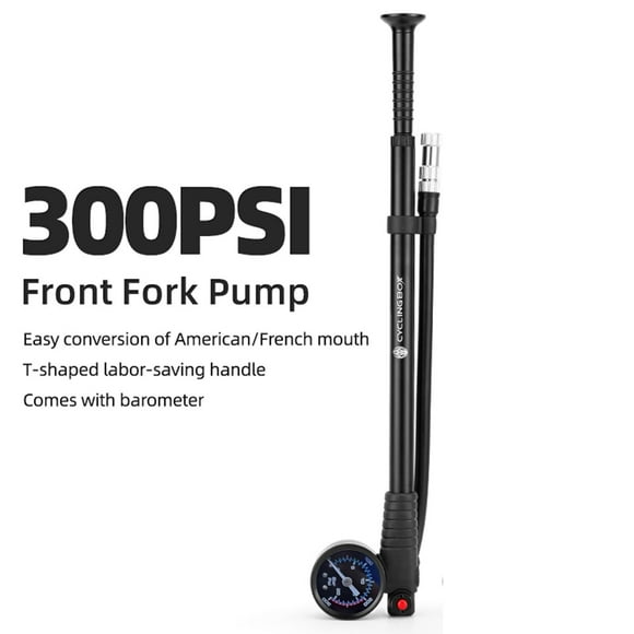 High Pressure Bike Shock Pump | 300 PSI Handheld Inflator for Front Fork & Rear Shocks | Aluminum Alloy Construction | Bleed Valves & 360 Hose | Portable Designs (12.99"-20.39")