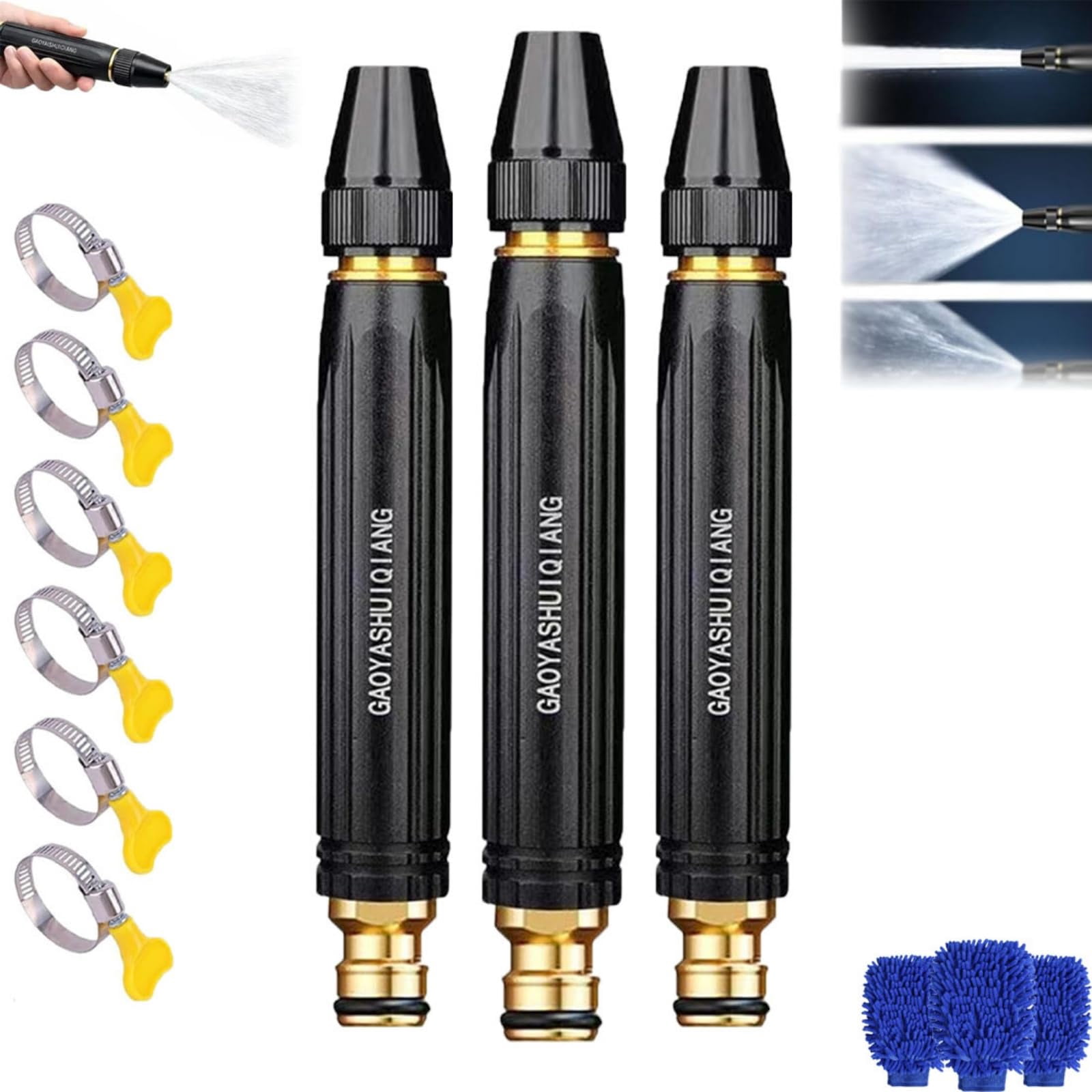High-Pressure Car Wash Water Gun with Booster Nozzle and Hose, for Car Washing and Watering Plants, DC Powered, Portable Outdoor Cleaning Sprayer