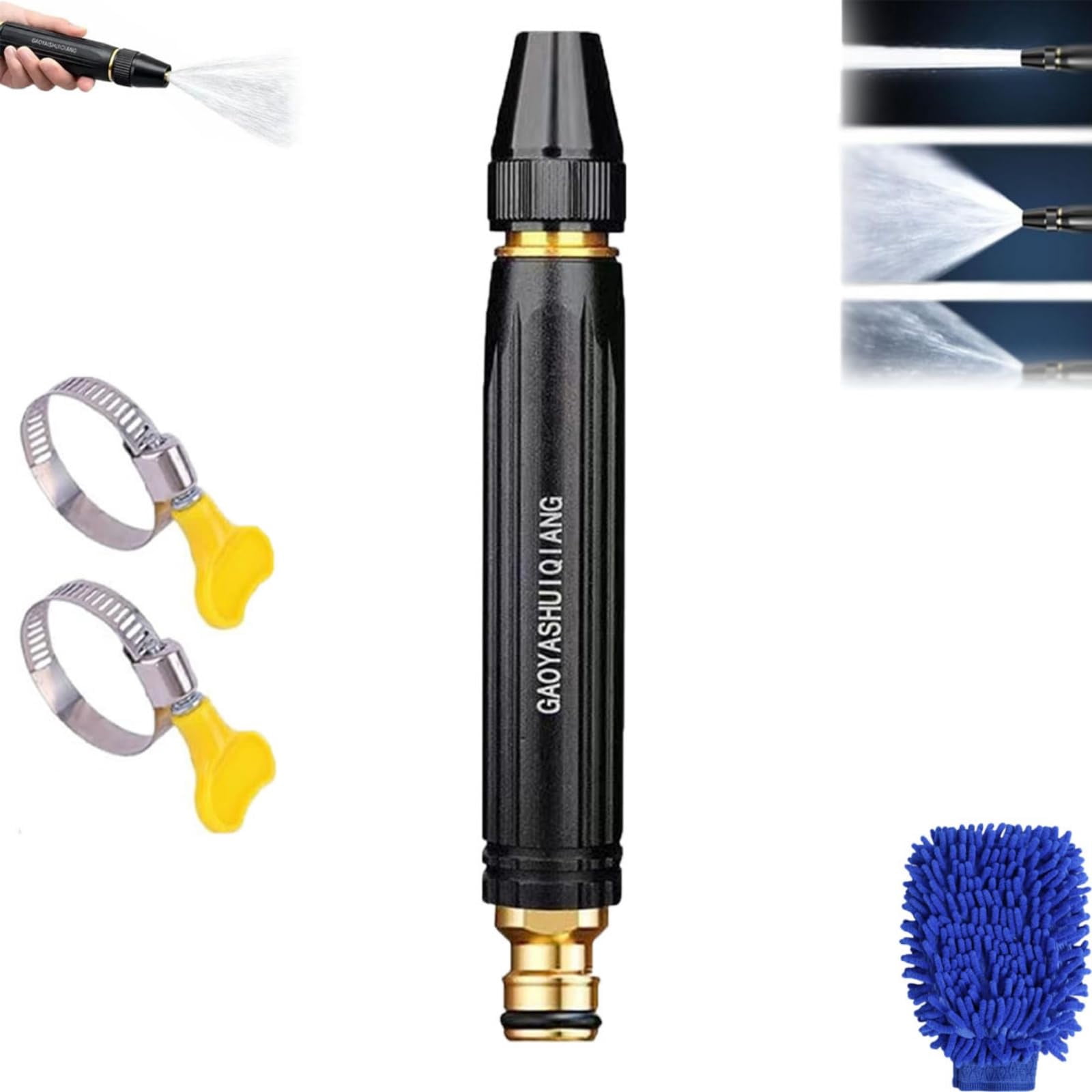 High-Pressure Car Wash Water Gun with Booster Nozzle and Hose, for Car Washing and Watering Plants, DC Powered, Portable Outdoor Cleaning Sprayer