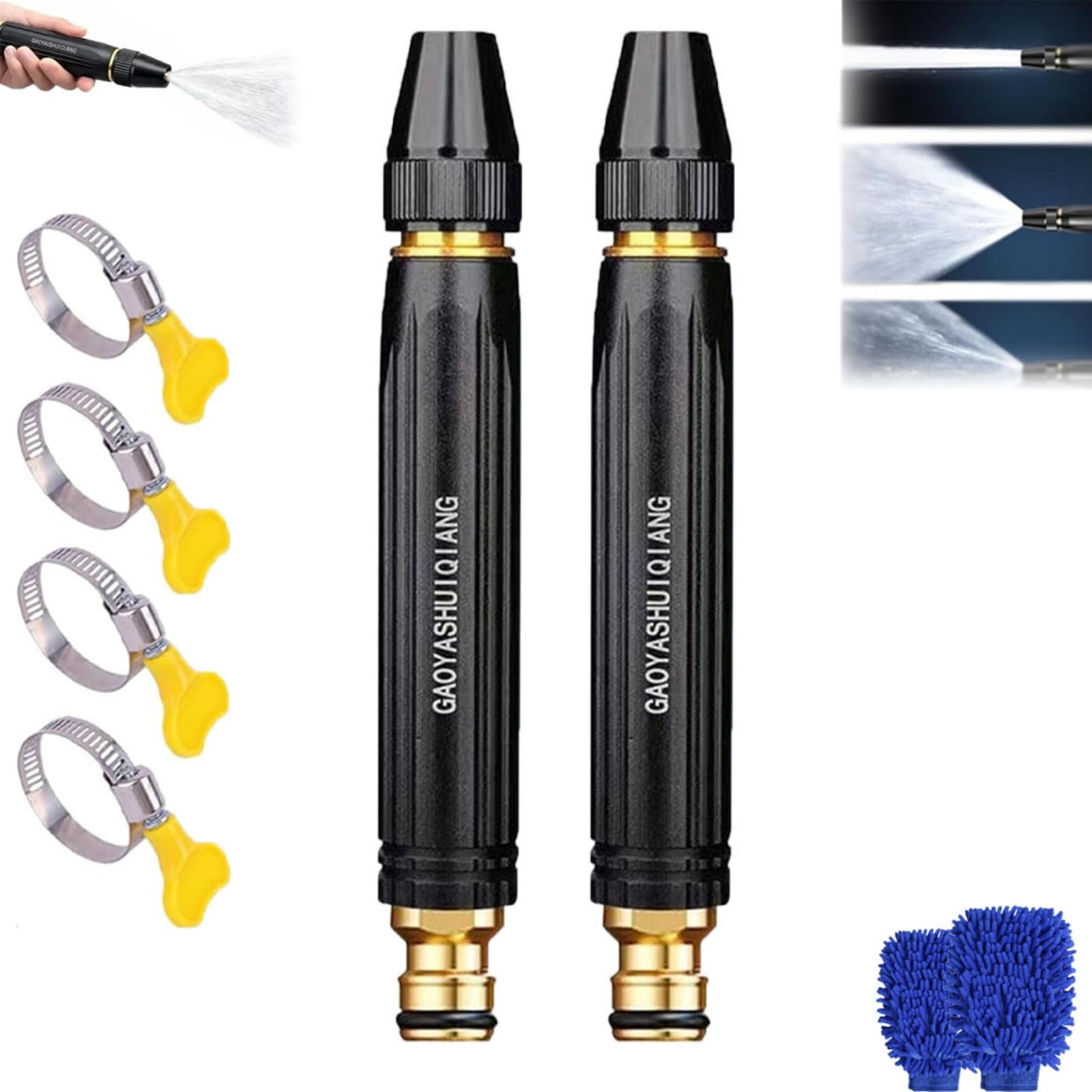 High-Pressure Car Wash Water Gun with Booster Nozzle and Hose, for Car Washing and Watering Plants, DC Powered, Portable Outdoor Cleaning Sprayer