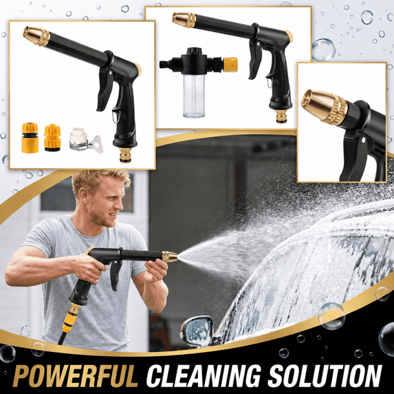High Pressure Car Wash Water Sprayer Kit with Foam Pot and 3 Connectors for Home Garden Hose Retractable Watering and Professional Cleaning Set
