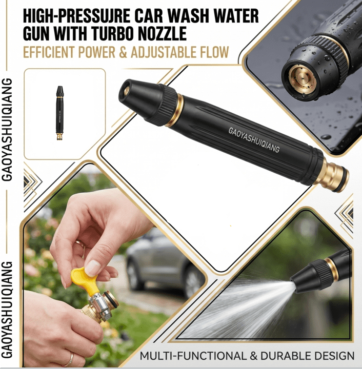 High-Pressure Car Washing Water Nozzle, Adjustable Twist Hose Nozzle Jet Sweeper Nozzles, Booster Nozzles Sprayer, for Garden Home Car Washing