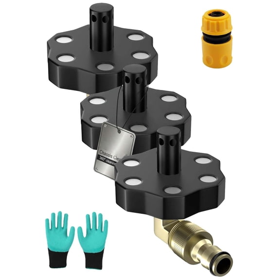 High Pressure Chassis Flusher Kit for Trucks & Cars, Upgraded Brass Fittings Wheel Arch Undercarriage Cleaner, 360° Rotating Spray Nozzle, Road Salt Removal
