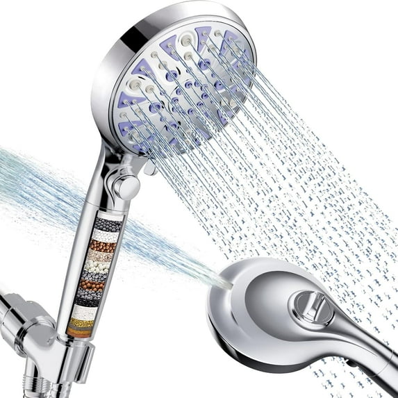 High Pressure Detachable Shower Head with Handheld, Showerhead with ON ...