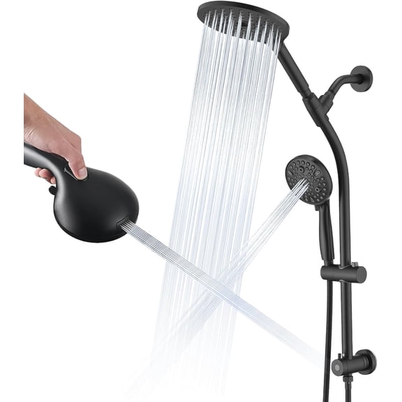 High Pressure Dual Shower Head Set, 26 Inch Tool-Free Adjustable Slide Bar,10 Spray Settings and Handheld.