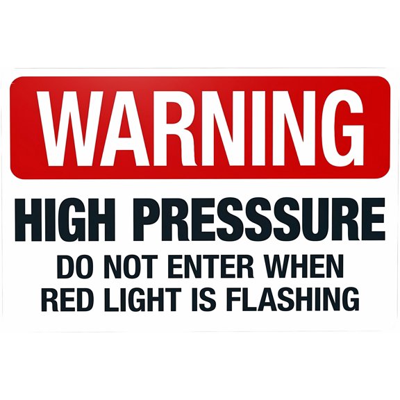 High Pressure Do Not Enter When Red Light Is Flashing Warning Sign - 8"x12" Security Safety Metal Vintage Caution Poster Wall Decor for Business Office Home Street Road