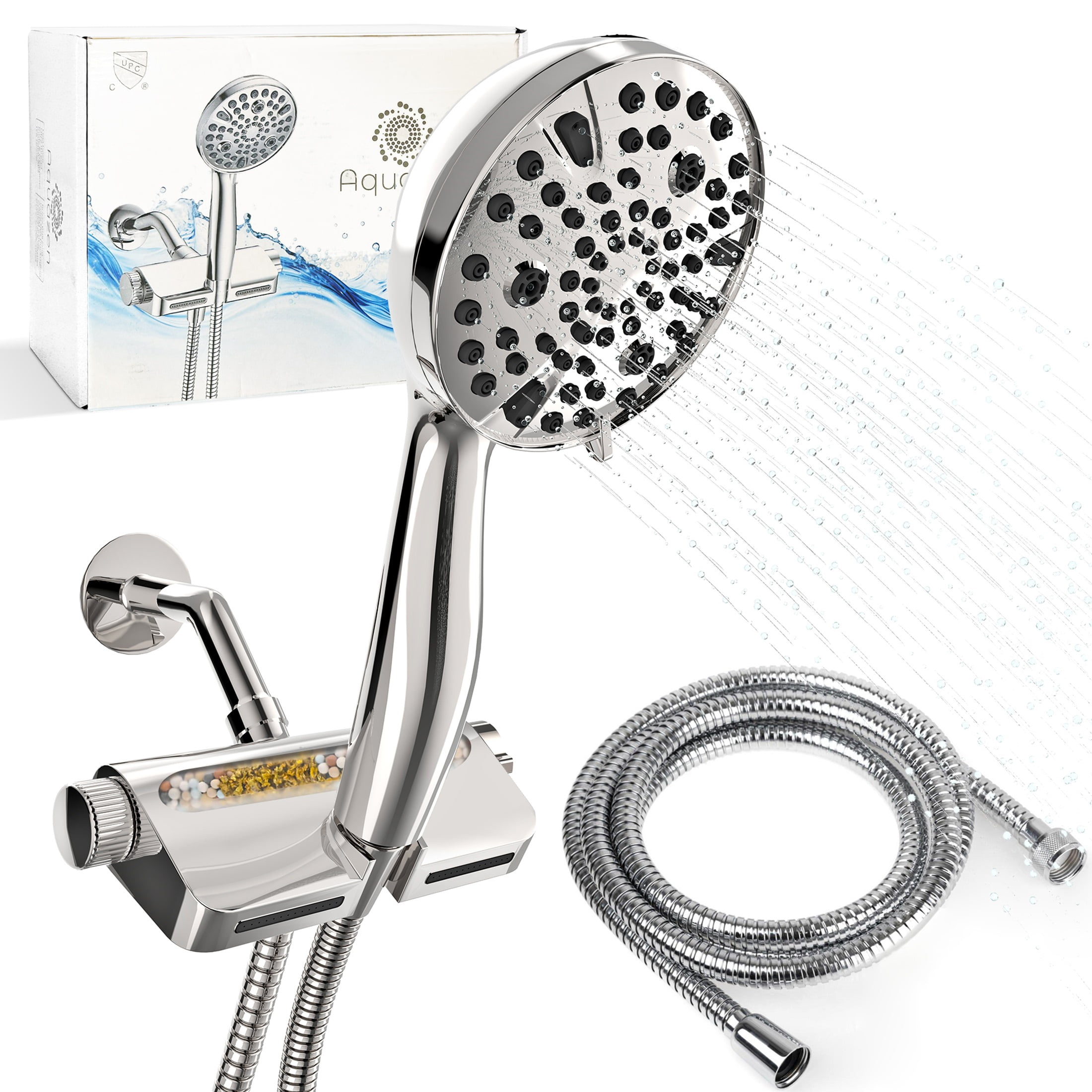 High-Pressure Chrome Filtered Shower Head with Handheld Combo