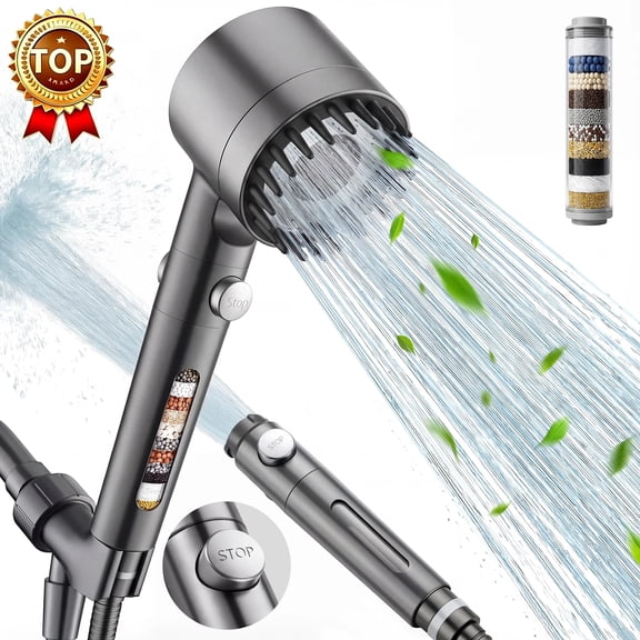 SAISI Chrome Plated High Strength Plastic Handheld Shower Head, High Pressure Filtered with Scalp Massager for Tubs