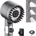 thumbnail image 1 of High Pressure Filtered Showerhead with Built-in Filter, 3 Spray Modes & Scalp Massage – Includes Black Explosion-Proof Hose, No-Drill Holder – Grey, 1 of 9