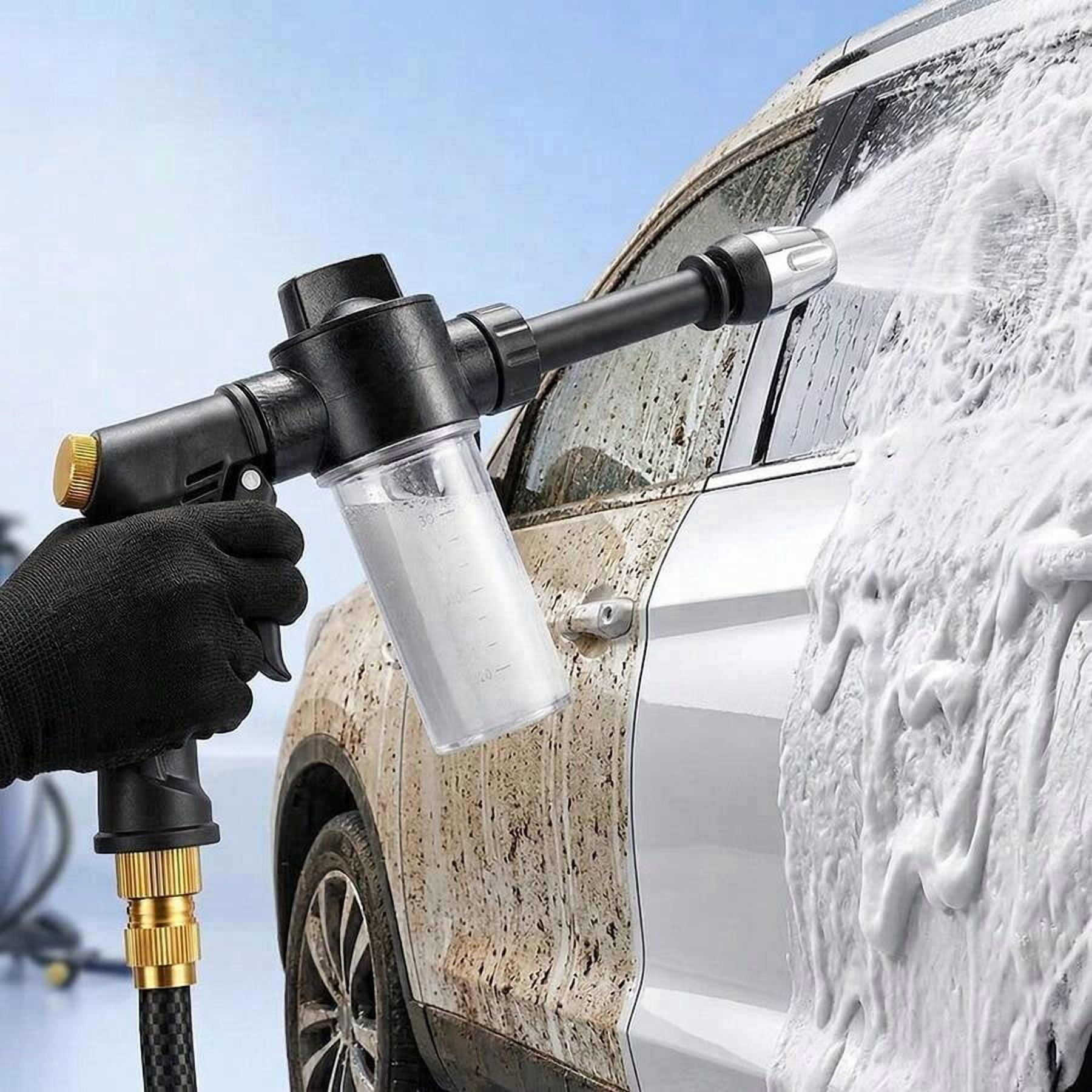 High Pressure Foam Cannon, Multi-Function Car Wash Water Gun With Foam Bottle, Sturdy Long Handle Adjustable Nozzle, Thick Foam Strong Decontamination, Quick Connect, No Battery Required