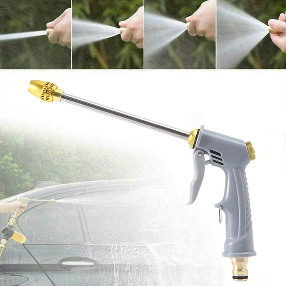 High Pressure Garden Hose Nozzle, Heavy Duty Metal Spray Nozzle with Brass Coupling, Adjustable Water Pattern from Mist to Jet Stream, 20cm Long Wand for Car Washing, Garden Watering, Home Cleaning