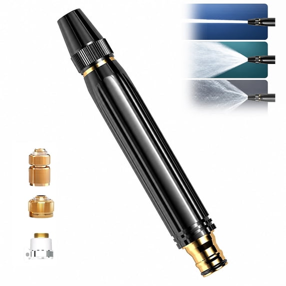 High Pressure Garden Hose Nozzle Set with Metal Connector | Ergonomic Sprayer for Car Wash, Patio, Lawn, Walkways | Leak-Proof, Rust-Resistant, 1/2 Inch Hose (1Set)