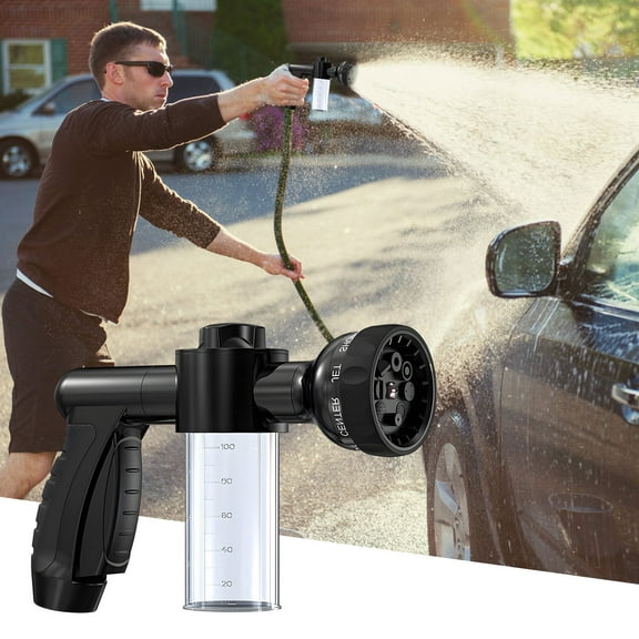 High Pressure Garden Hose Nozzle with Soap Dispenser | 8-in-1 Spray Modes for Car Washing, Watering Plants & Showering | Ergonomic & Easy to Use
