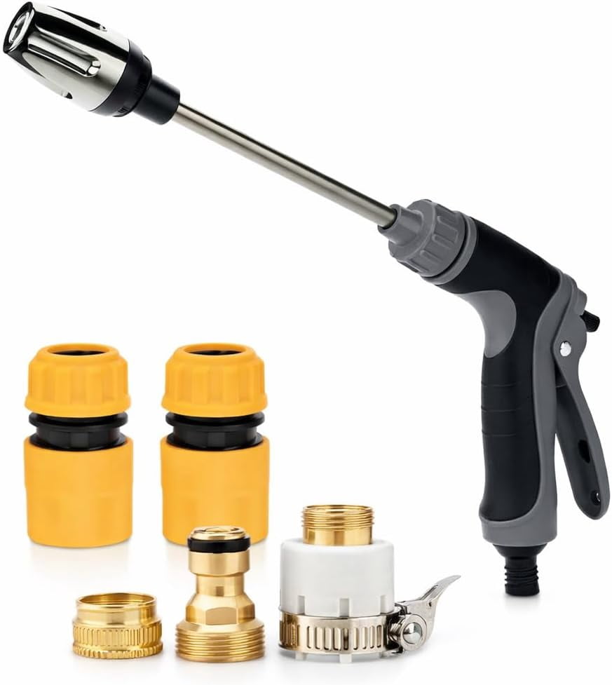 High Pressure Garden Hose Spray Gun, Car Wash Foam Sprayer, Adjustable Nozzle Cleaning Gun with Connectors, Multi-Function Cleaning Tool (Sprayer Only)
