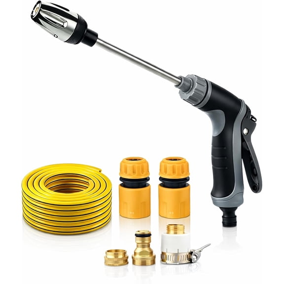High Pressure Garden Hose Spray Gun, Car Wash Foam Sprayer, Adjustable Nozzle Cleaning Gun with Connectors, Multi-Function Cleaning Tool (With Hose)