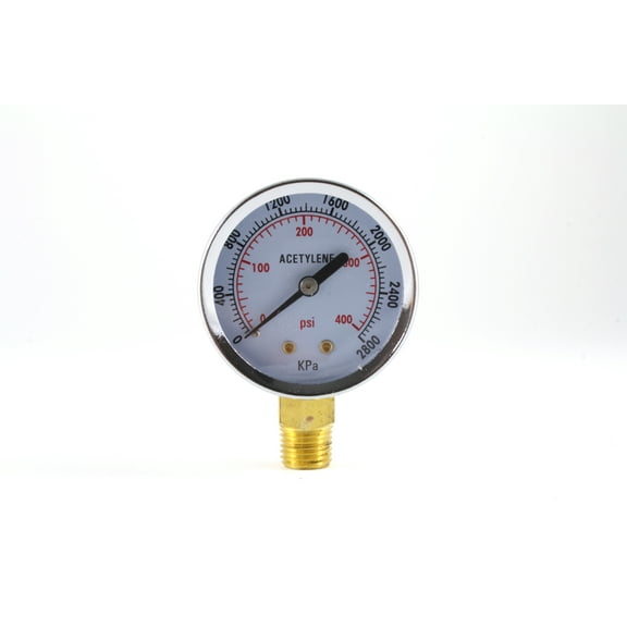 High Pressure Gauge for Acetylene Regulator 0-400 psi - 2 inches
