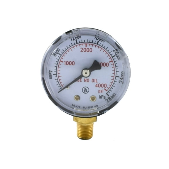 High Pressure Gauge for Oxygen Regulator 0-4000 psi - 2 inches for LDP Regulators - 1/8"