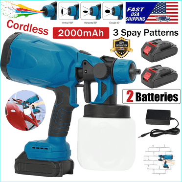 CATGOOD High-Pressure HVLP Electric Cordless Paint Sprayer Paint Gun 3 Spray Patterns & 2 Batteries