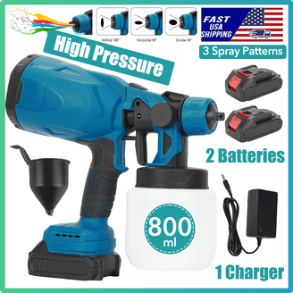 Cordless Paint Sprayer For Dewalt 20V Battery – HVLP Spray Gun With 3 Nozzles & 1000ml Container (Tool Only)