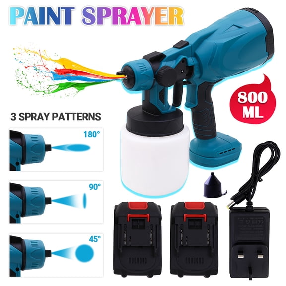 CATGOOD Cordless Paint Sprayer, 600W Electric Paint Sprayer Gun with 2PCS 2000mAh Batteries and 800ml Container