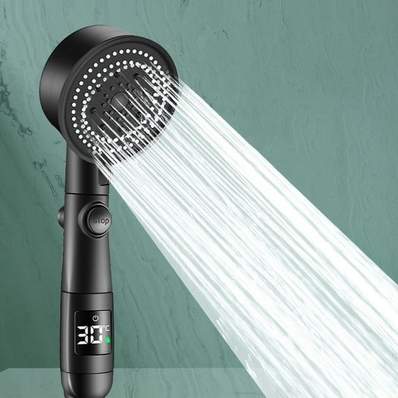 High Pressure Hand Shower with Digital Temperature Display and Led Light, Water Filter & 3 Spray Modes for Dry Hair and Sensitive N, Easy-ll Showerhead for Bathrooms and Family Use