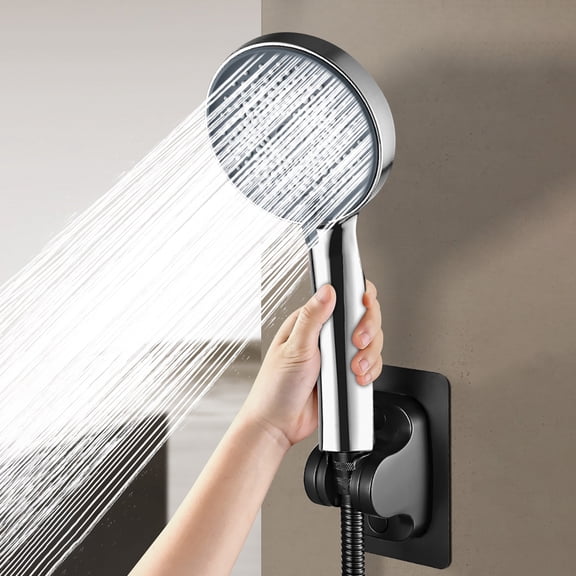 High Pressure Hand Shower Head 4 Inch with 5 Spray Modes, Fixed Bathroom Shower Head with Self Cleaning Nozzles Water Restrictor for Rain Mist Massage Shower Experience