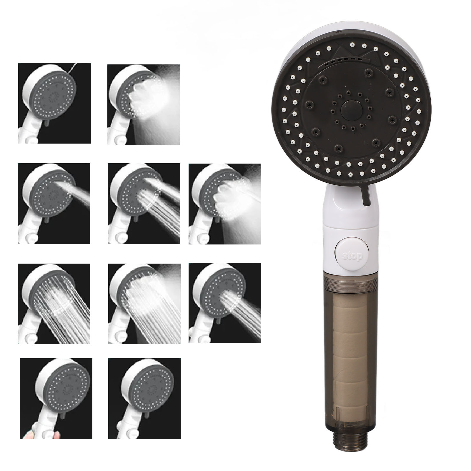 High Pressure Handheld Shower Head, 10 Spray Mode Water Saving