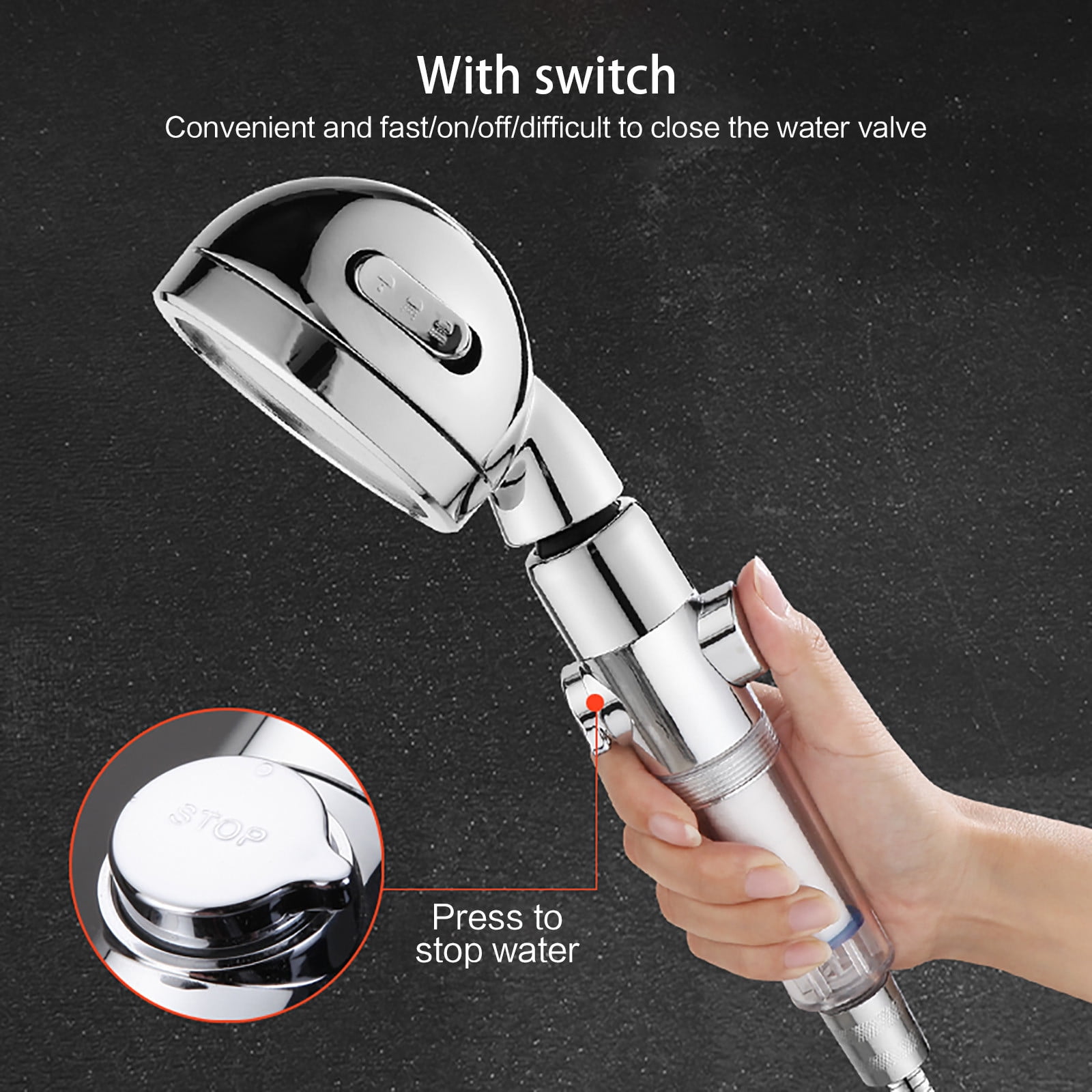 High Pressure Handheld Shower Head 3 Powerful Showerhead Set Bracket ...