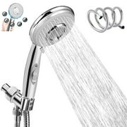 High Pressure Handheld Shower Head 5 Modes,Removable Hand Held Showerheads,Chrome Finish Bathroom Faucet Kit,With 5 FT Stainless steel Hose