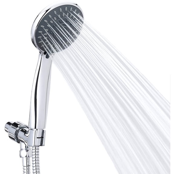 High Pressure Handheld Shower Head 5-Settings Powerful Water Spray against Low Flow with Stainless Hose and Adjustable Mount