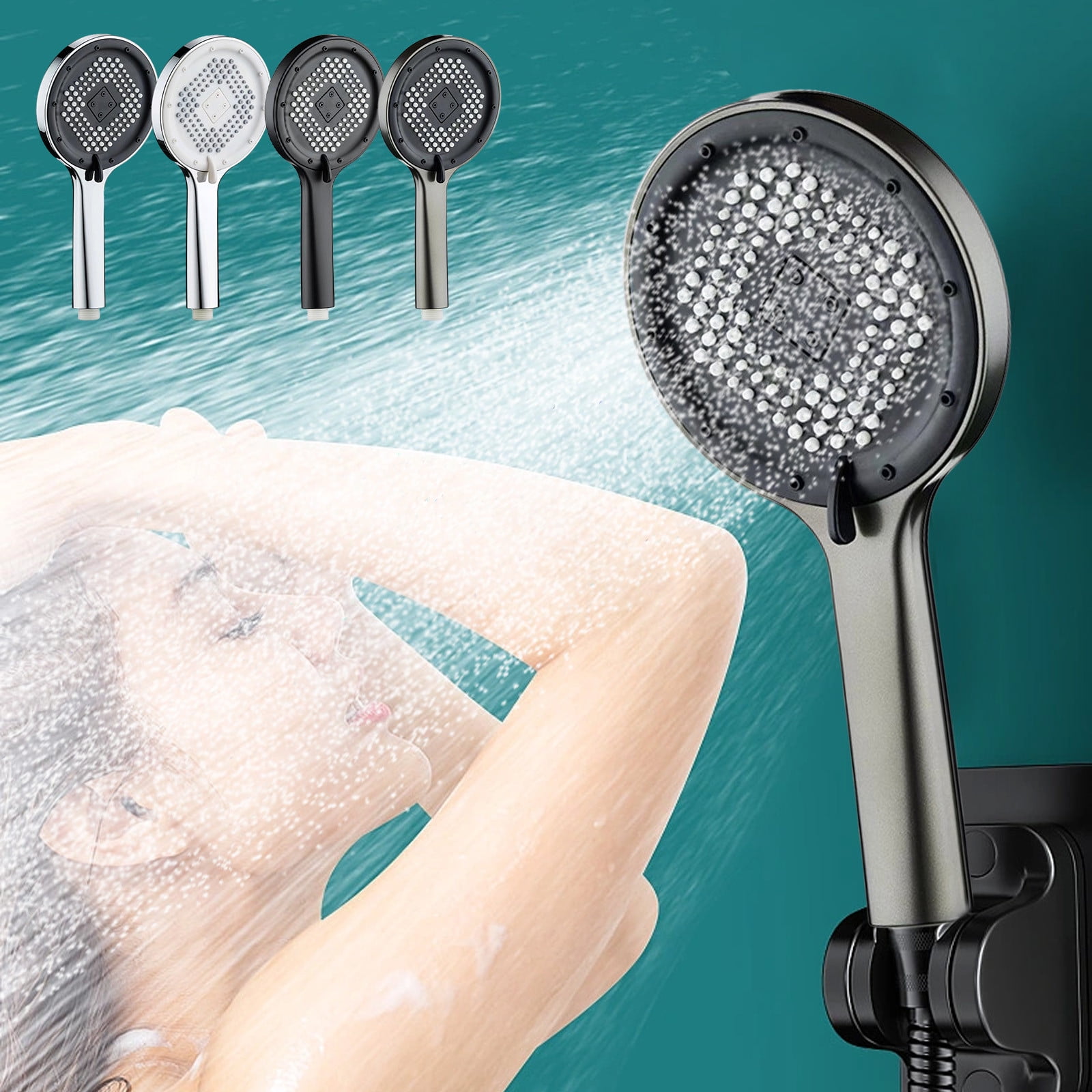 High Pressure Handheld Shower Head | 5 Spray Modes Adjustable | Hard ...