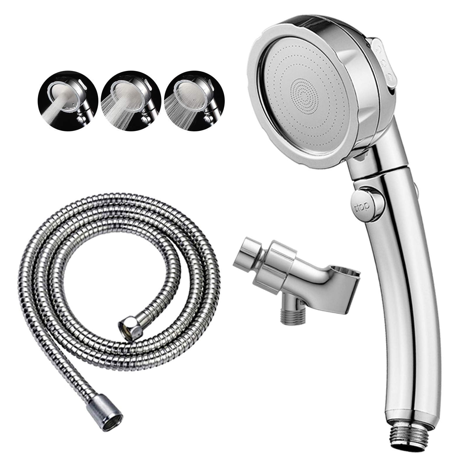 High Pressure Handheld Shower with Head ON/OFF Pause Switch 3 Spray ...