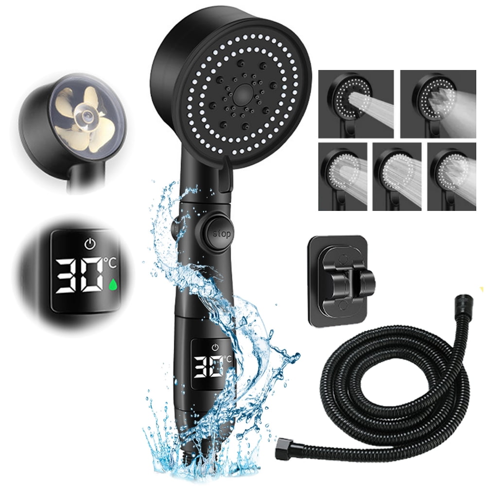 High Pressure Handheld Shower Head with ON/OFF Pause Switch, 5 Settings