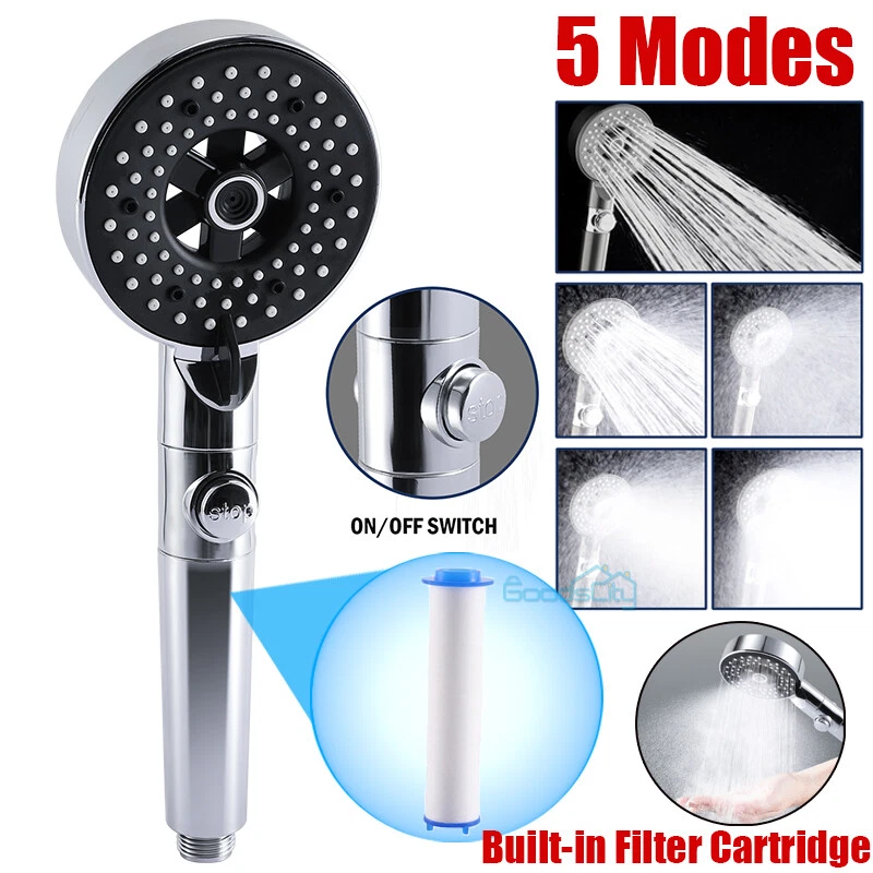 High Pressure Handheld Shower Head With Filter,On/Off Pause Switch,5 ...